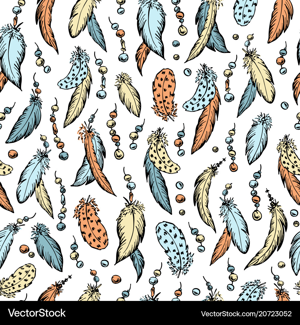 Decorative feathers seamless pattern Royalty Free Vector