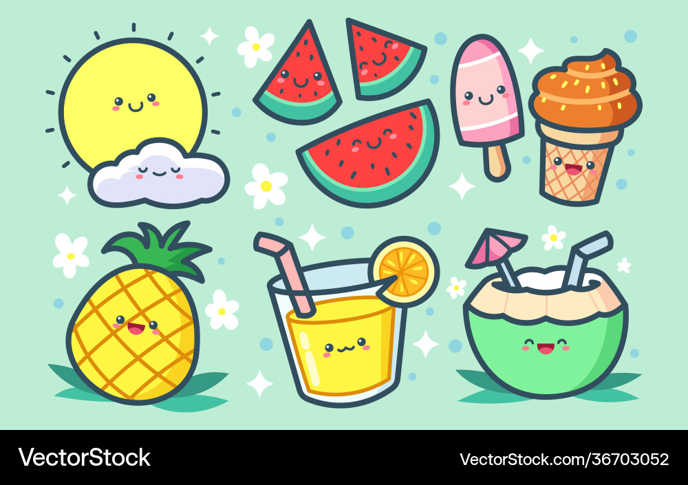 Hand drawn summer elements collection Royalty Free Vector
