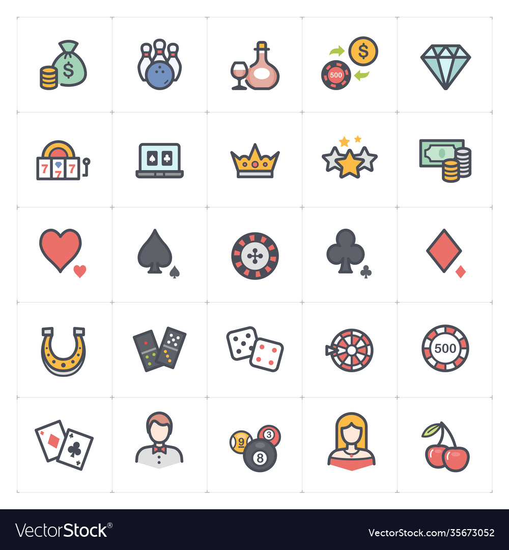 Icon set - casino and gambling color