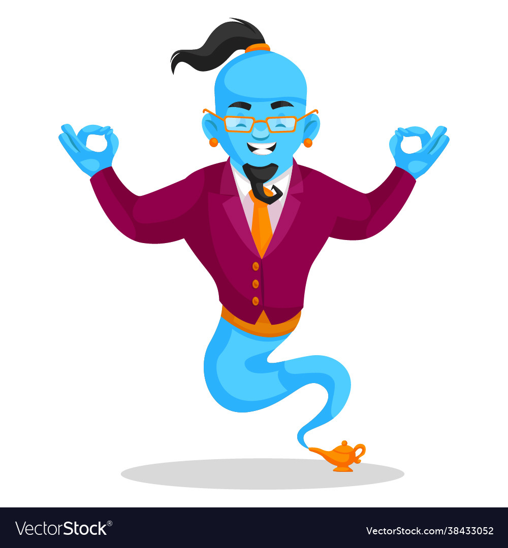 Smart genie cartoon character Royalty Free Vector Image Smart genie cartoon character Royalty Free Vector Image