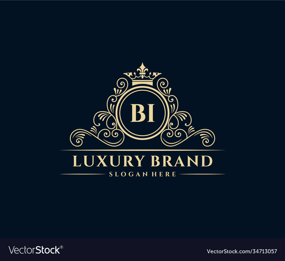 Bi initial letter gold calligraphic feminine Vector Image