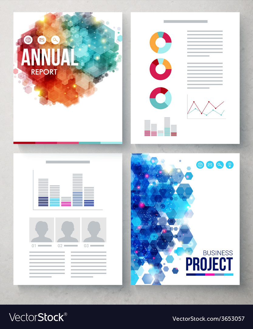 Business documents with abstract graphic designs