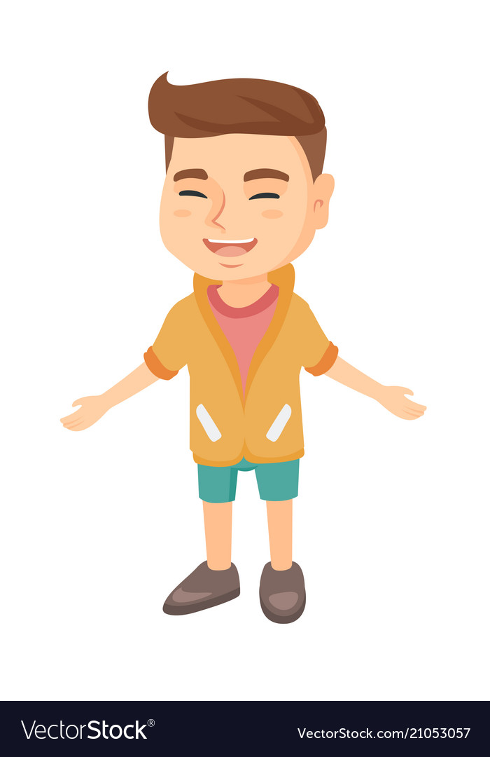 Caucasian cheerful boy laughing Royalty Free Vector Image