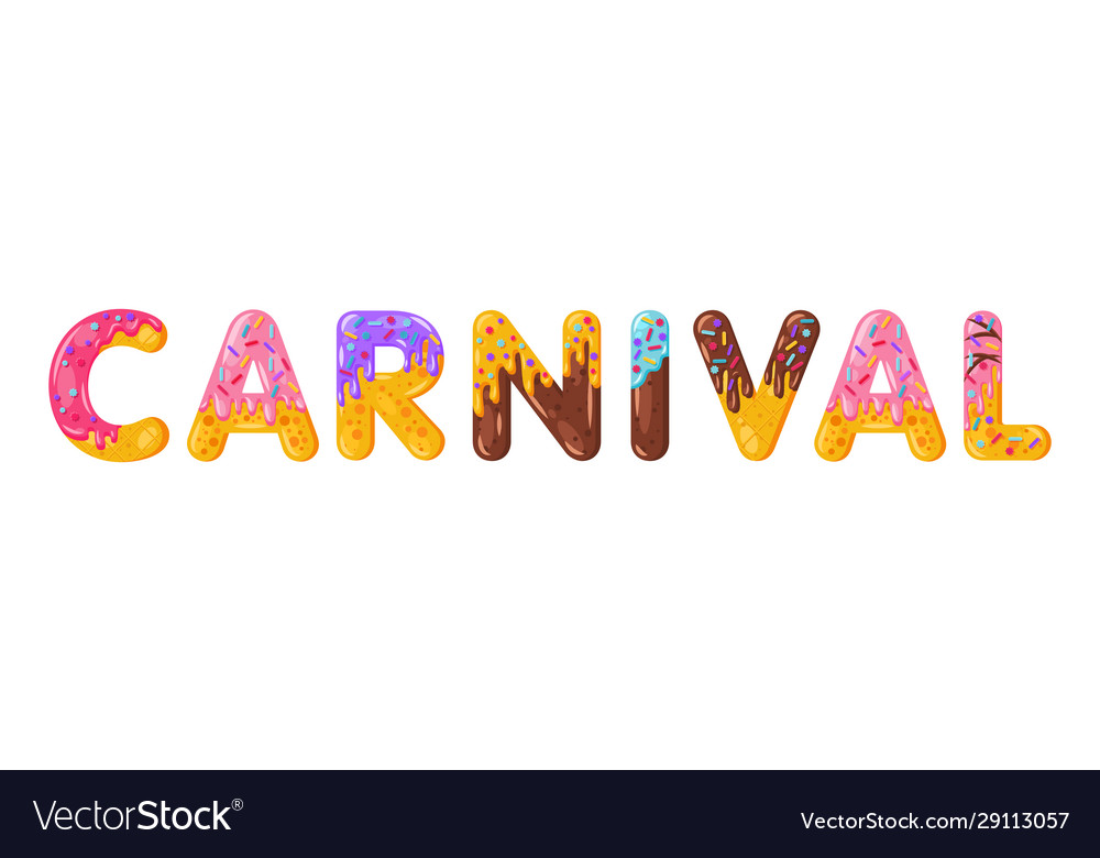 Donut cartoon carnival biscuit bold font style