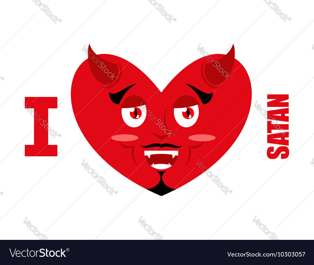 I love satan symbol of heart and devil with horns Vector Image