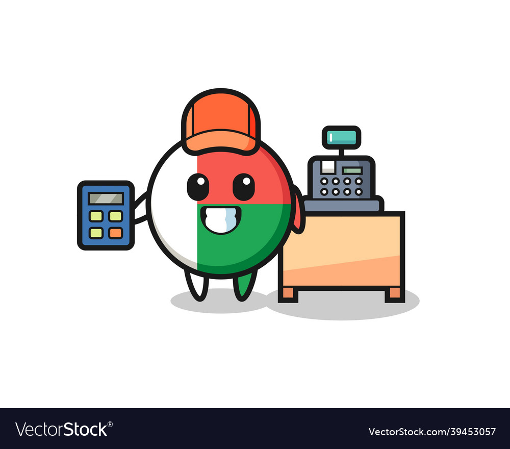 Madagascar flag badge character as a cashier