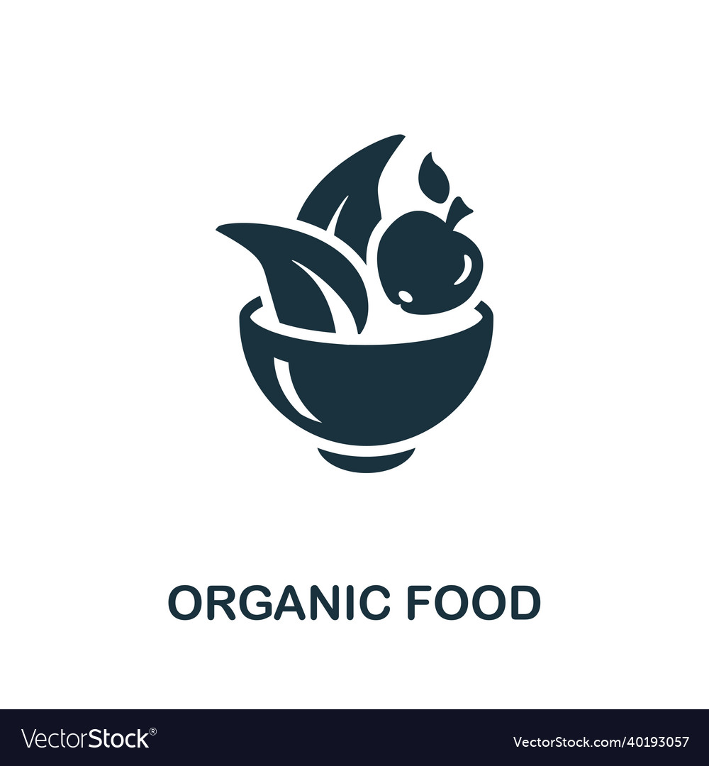 Organic food icon monochrome sign from farming