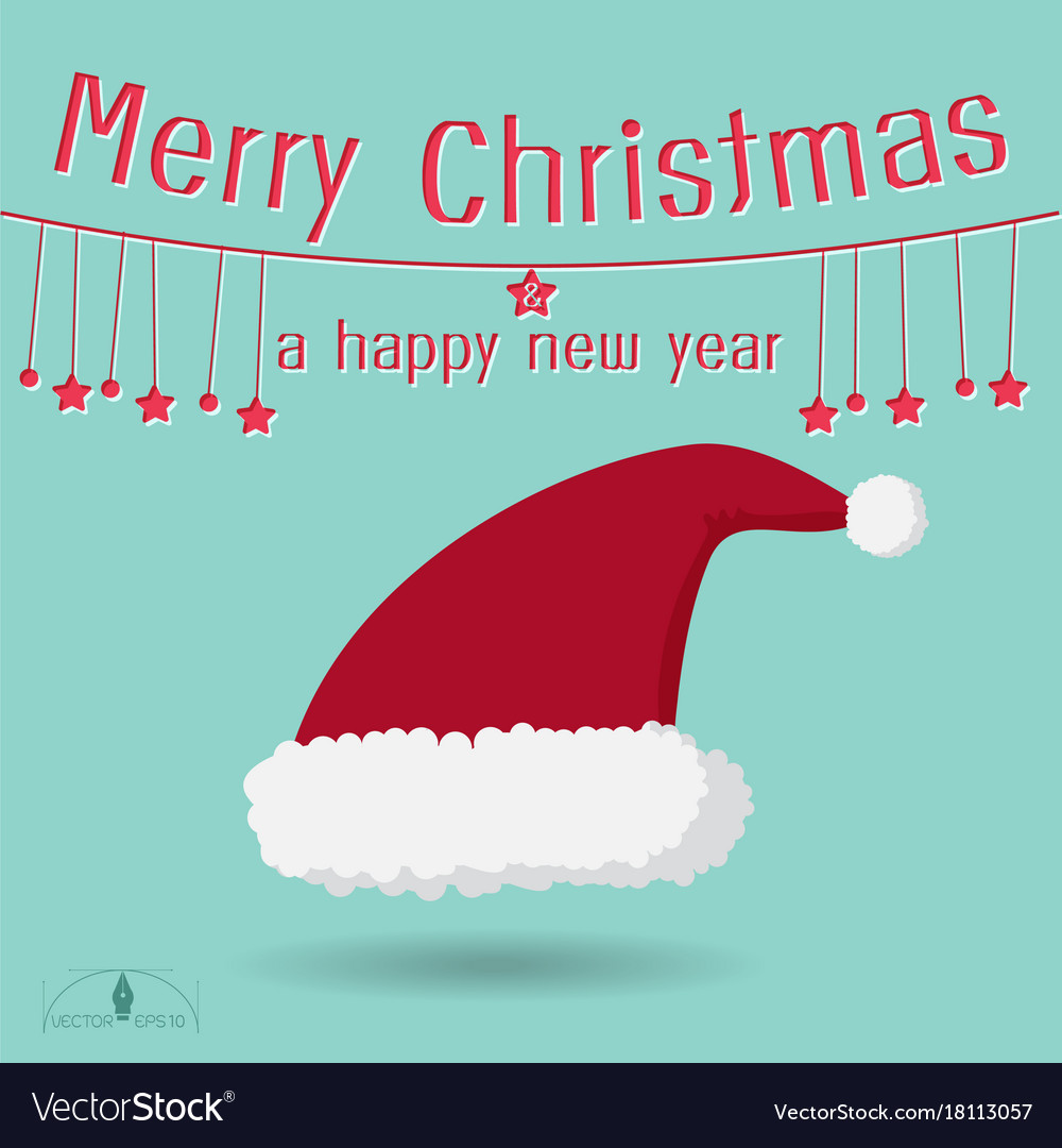 Santa claus red hat on blue sky backgroundmerry Vector Image