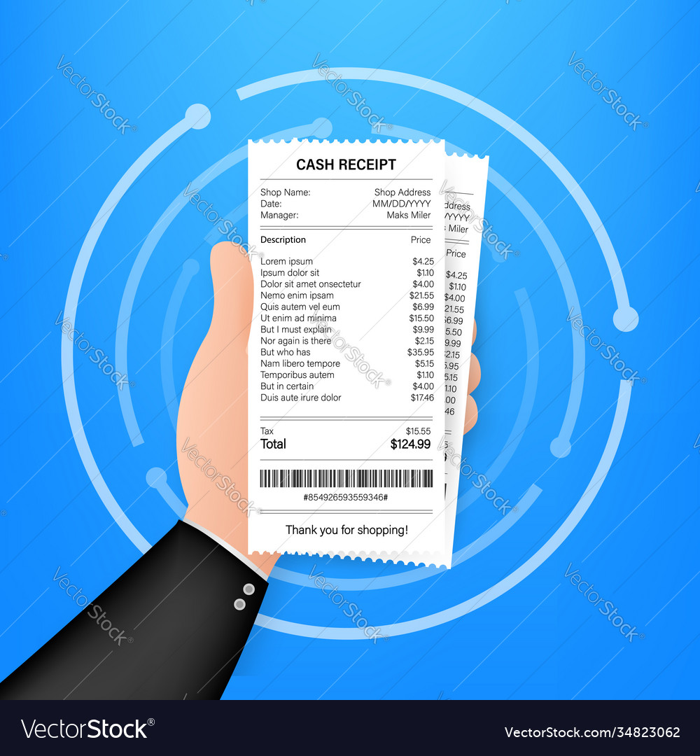 Receipt icon in a flat style isolated on colored Vector Image