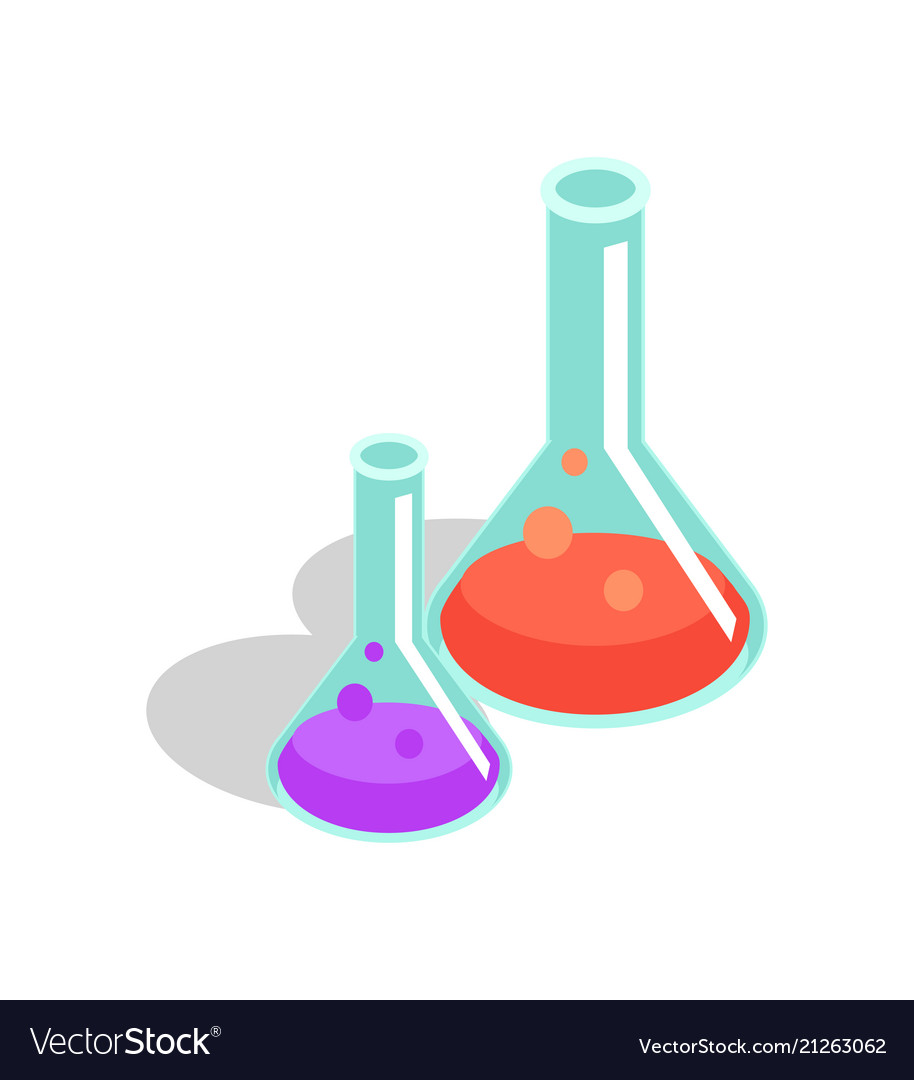 Set of laboratory flasks with liquid Royalty Free Vector