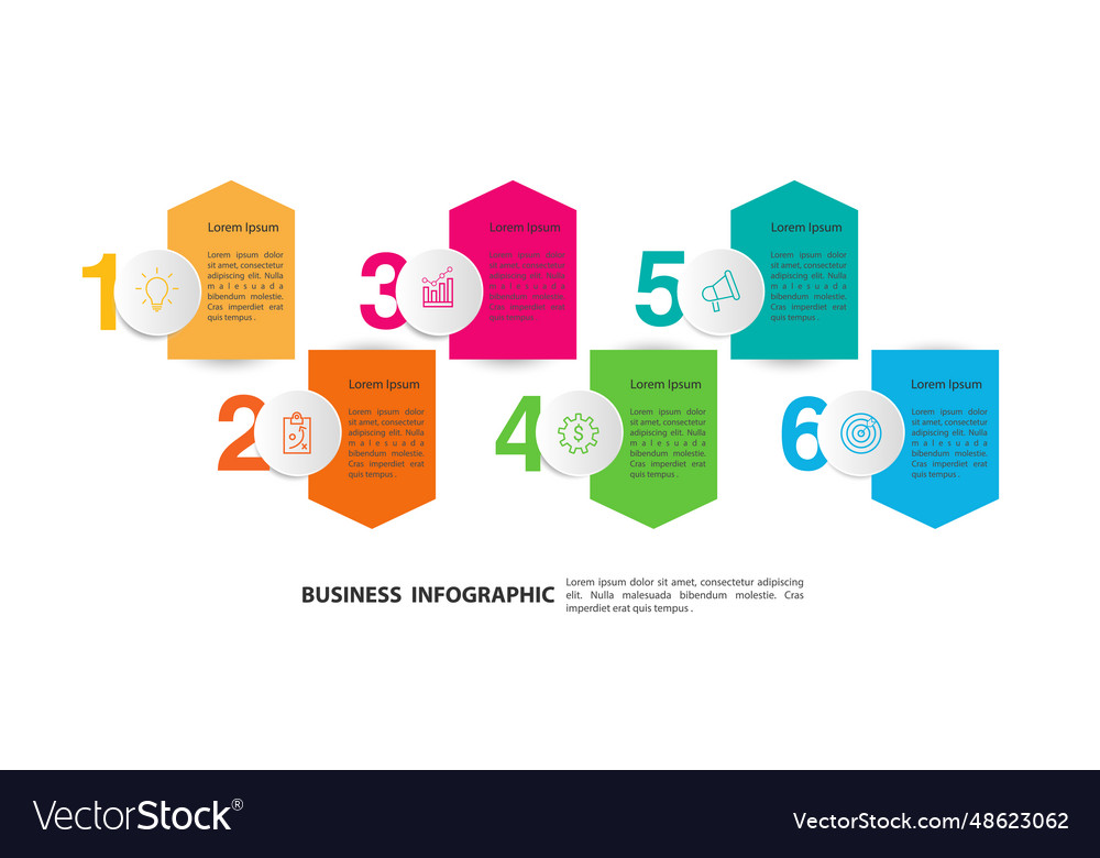 Timeline infographic icons with colorful shape