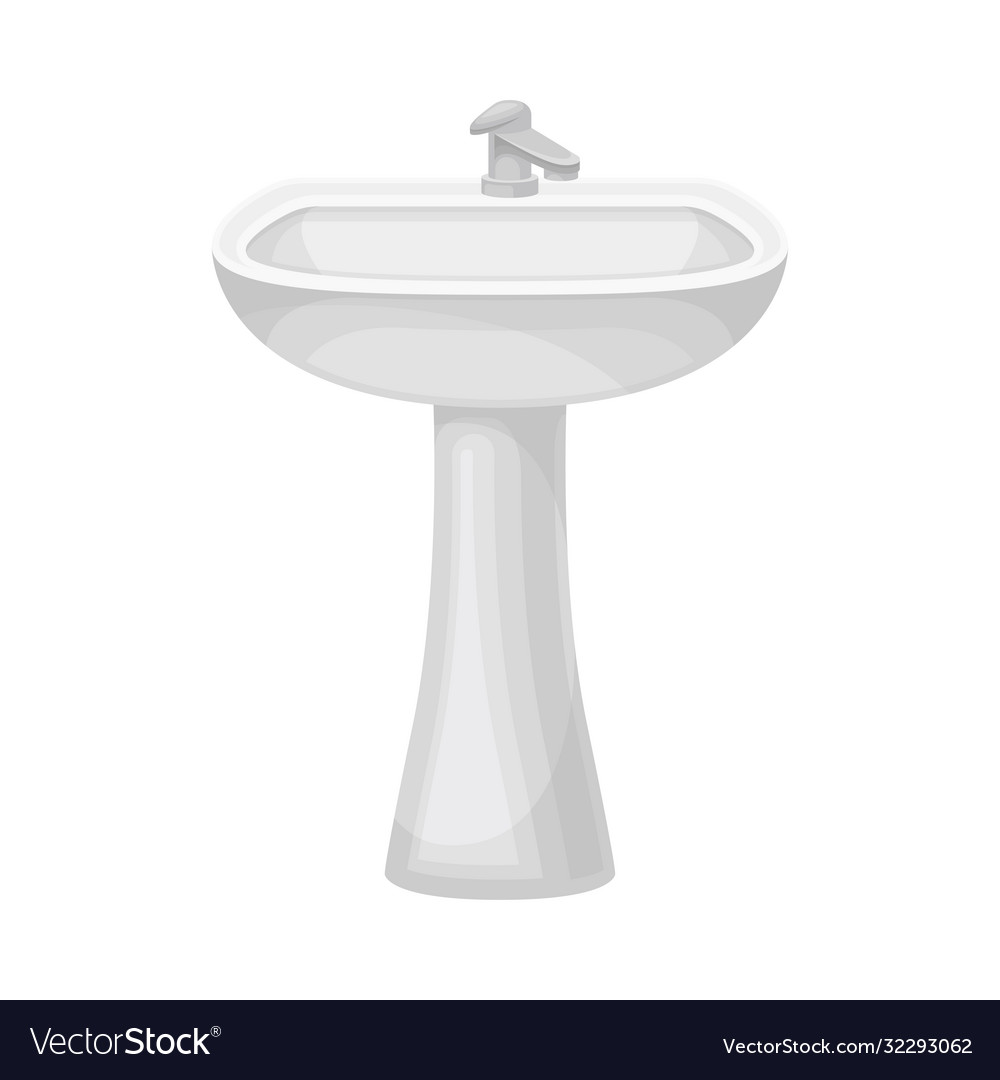 White bathroom sink basin with tap isolated Vector Image