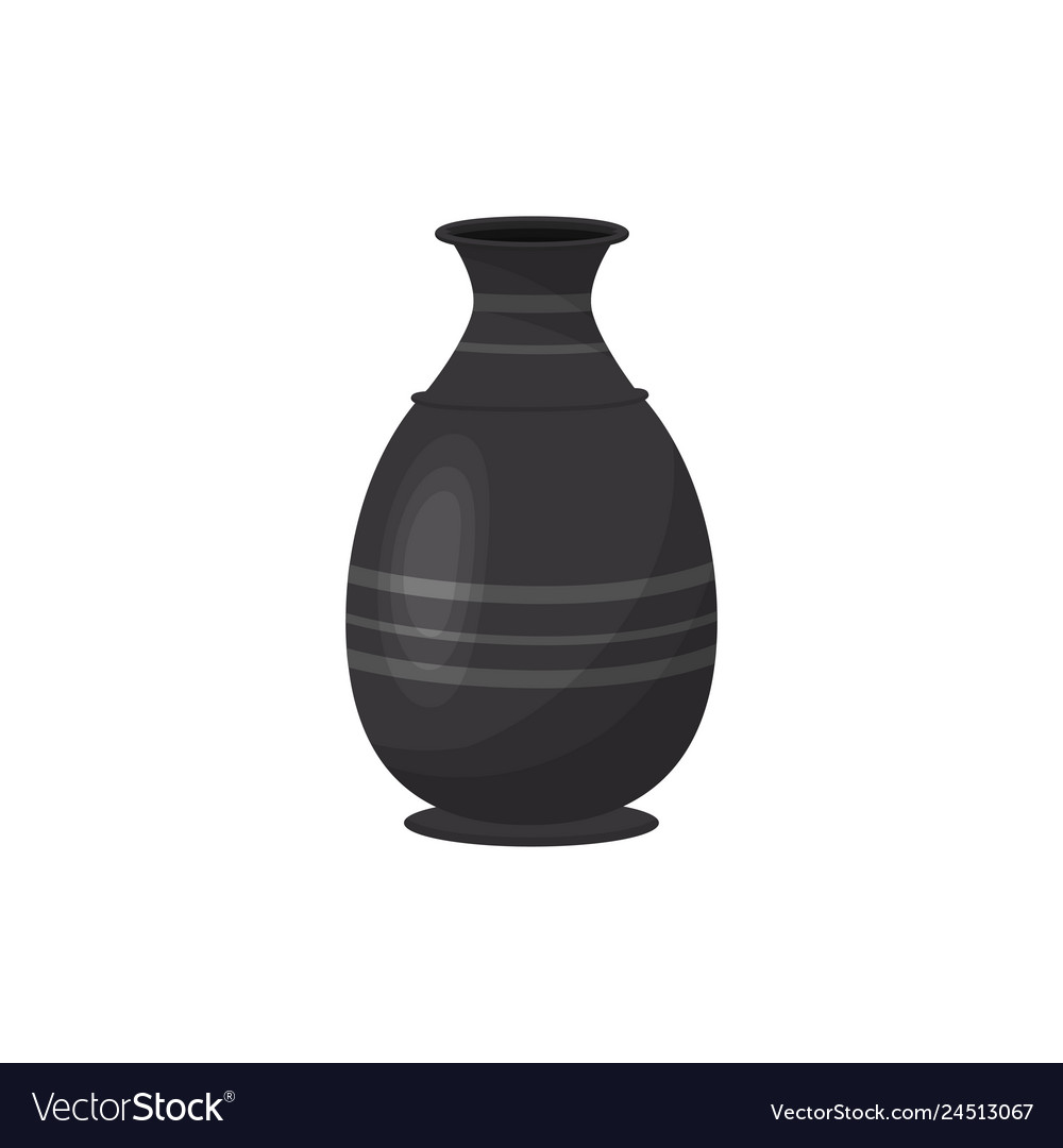 Black Ceramic Vase On White Background House Vector Image