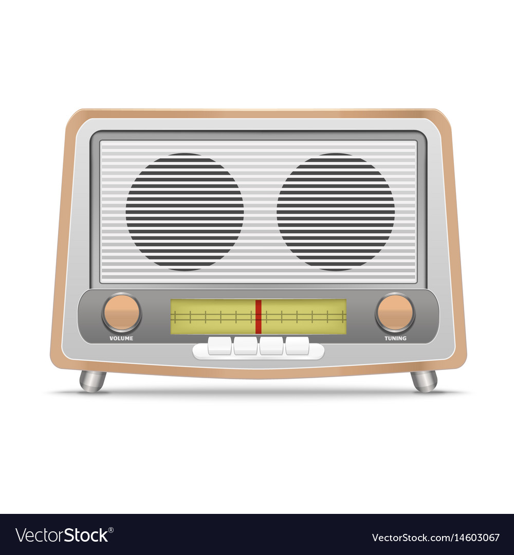 Cartoon wooden retro radio Royalty Free Vector Image