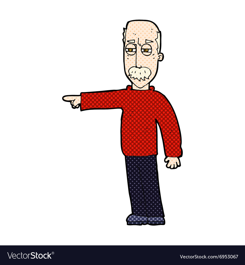 Comic cartoon old man gesturing get out Royalty Free Vector