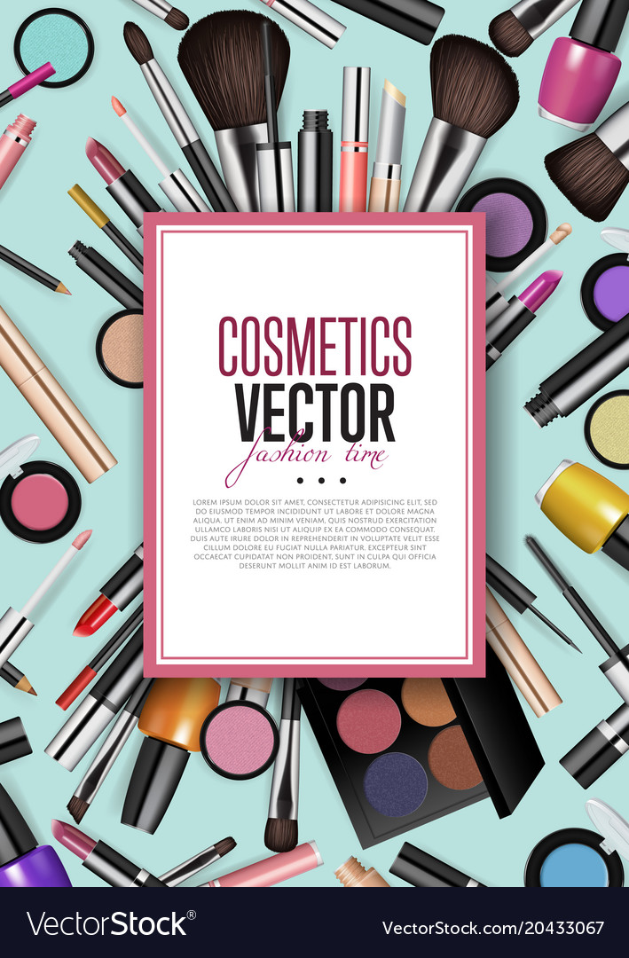 Cosmetic products assortment realism banner Vector Image