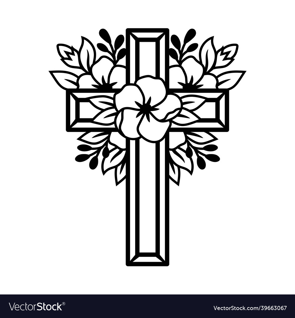 Flower cross religious symbol of faith easter Vector Image