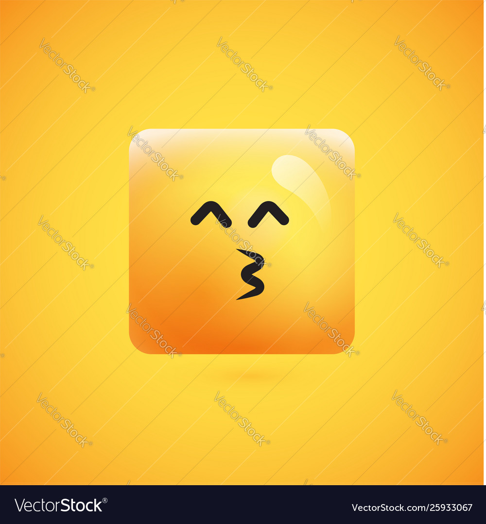 High detailed square yellow emoticon