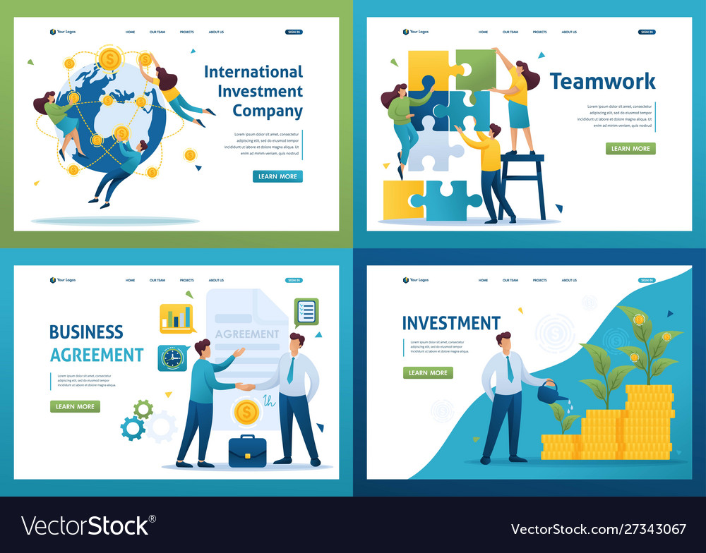 Set flat 2d concepts teamwork investment company