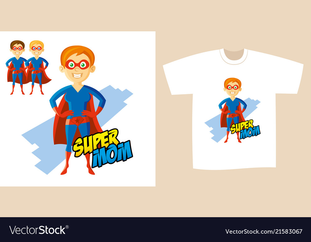 Superhero woman supermom cartoon character Vector Image