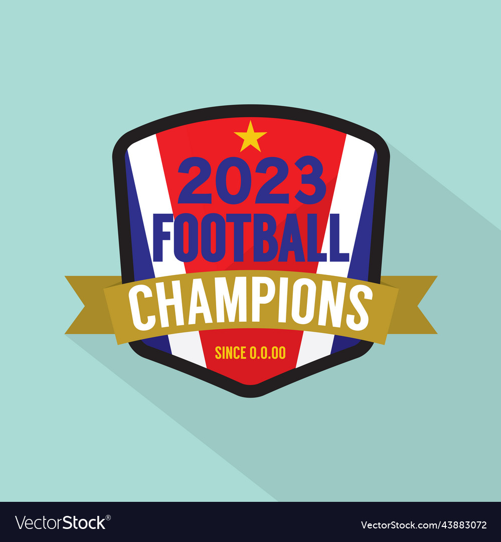 2023 football champions badge Royalty Free Vector Image