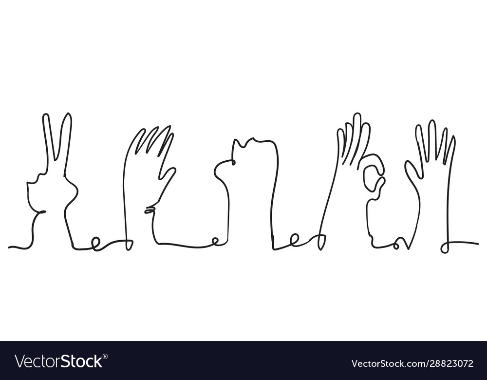 Continuous line doodle hand applause gesture