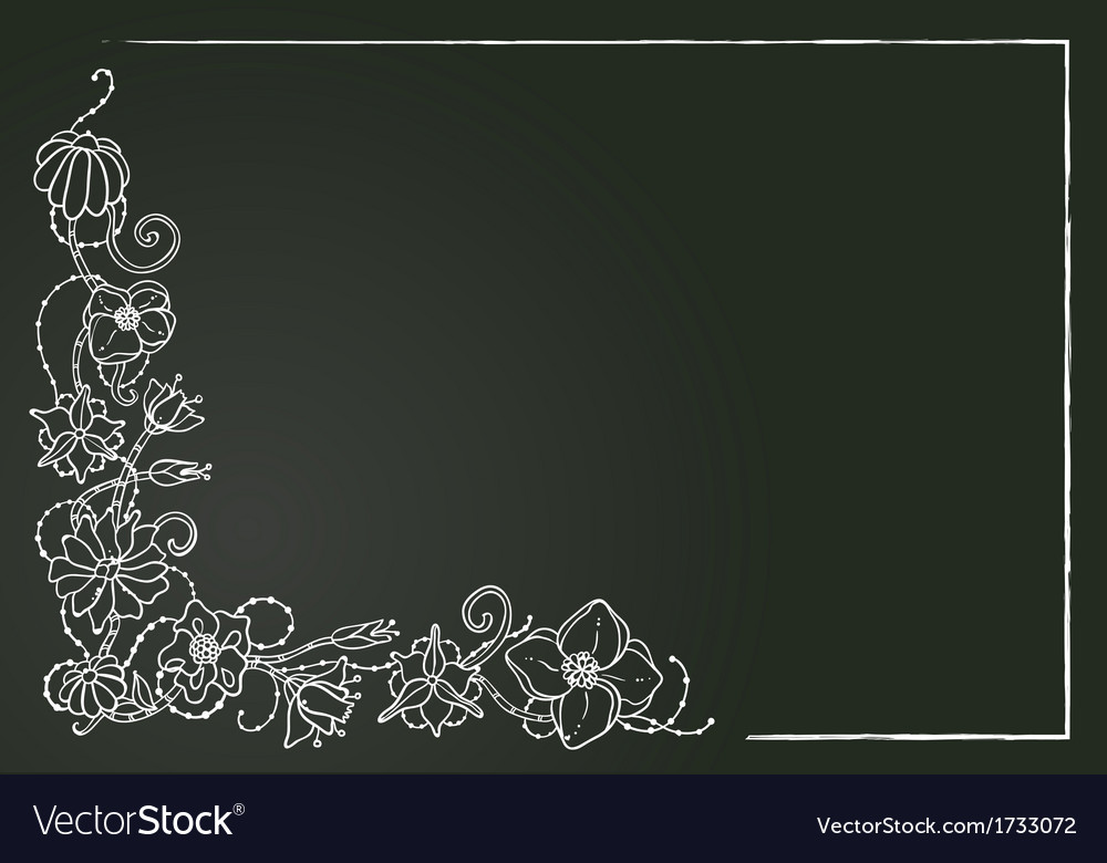 Floral card hand drawn chalk flowers and leaves Vector Image