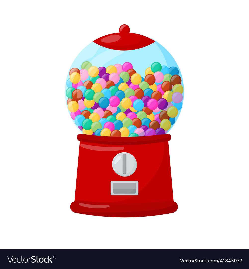 Gumball machine transparent round candy dispenser Vector Image