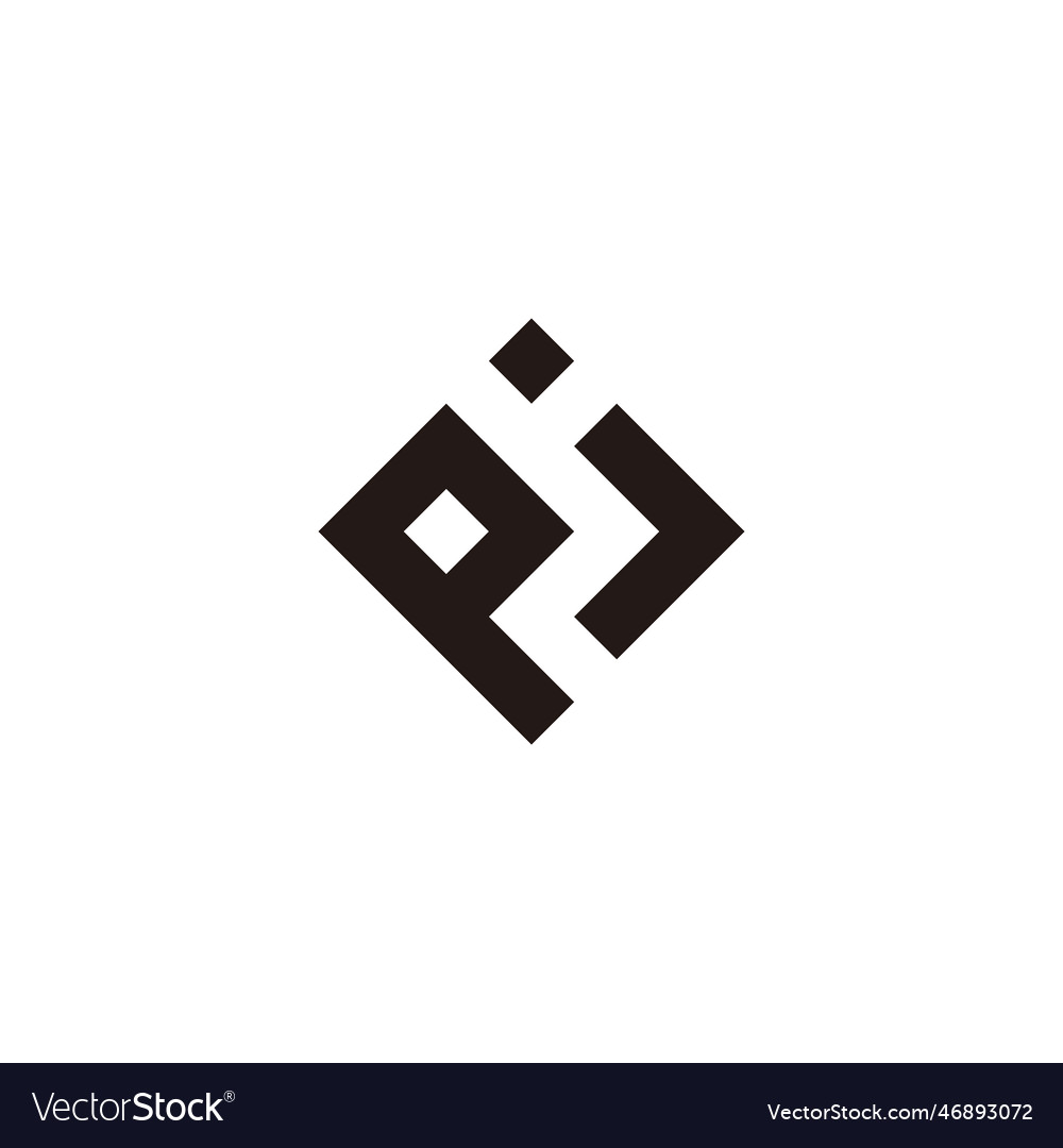 Letter p and j square elegant geometric symbol Vector Image