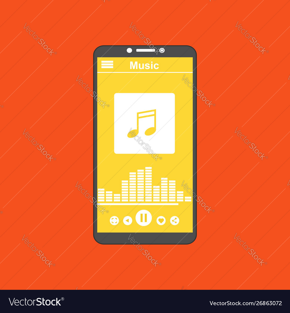 Media player application app template with flat Vector Image