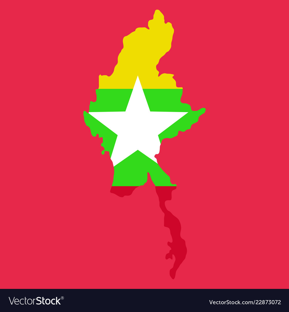 Republic union myanmar flag and map Royalty Free Vector