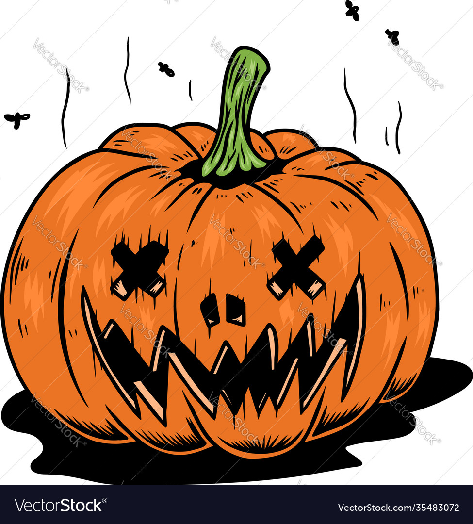 Scary Halloween Pumpkin Vector Art PNG Images