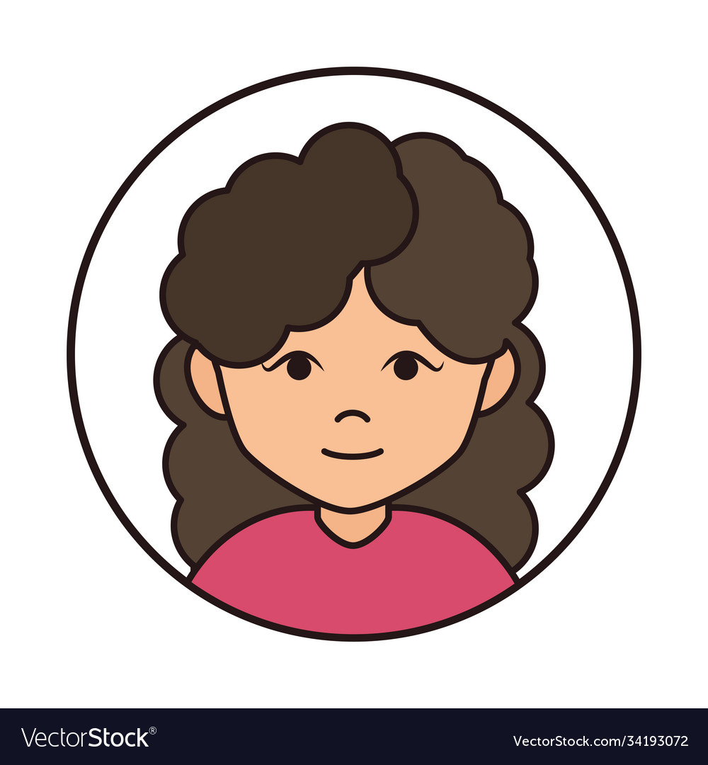 Woman cartoon character with curly hair round Vector Image