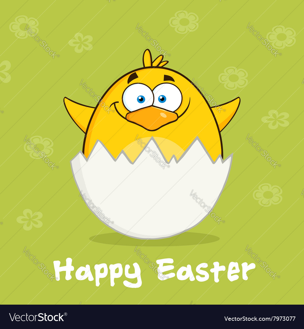 Happy smiling easter chick cartoon Royalty Free Vector Image