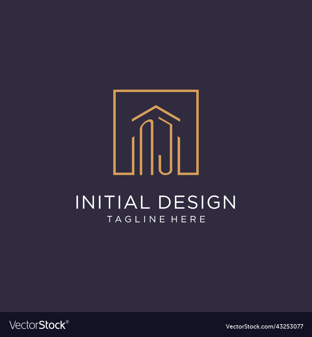 Nj initial square logo design modern and luxury