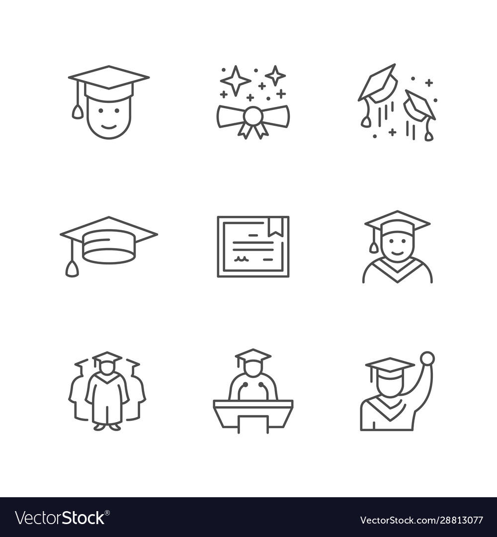 Set line icons graduation Royalty Free Vector Image