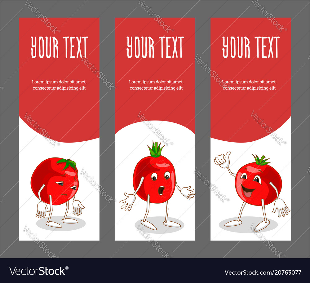 Set of vertical narrow banners with vegetable