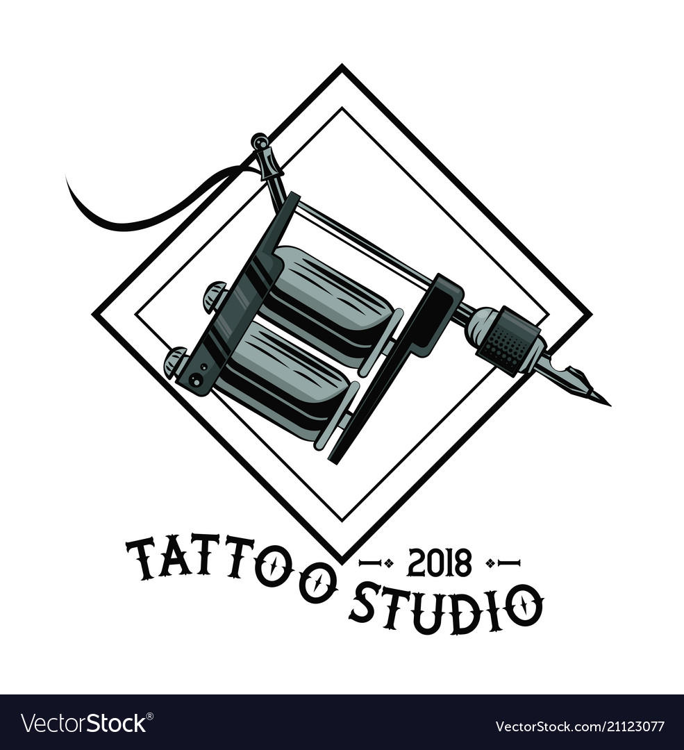 Tattoo studio design in black and white Royalty Free Vector