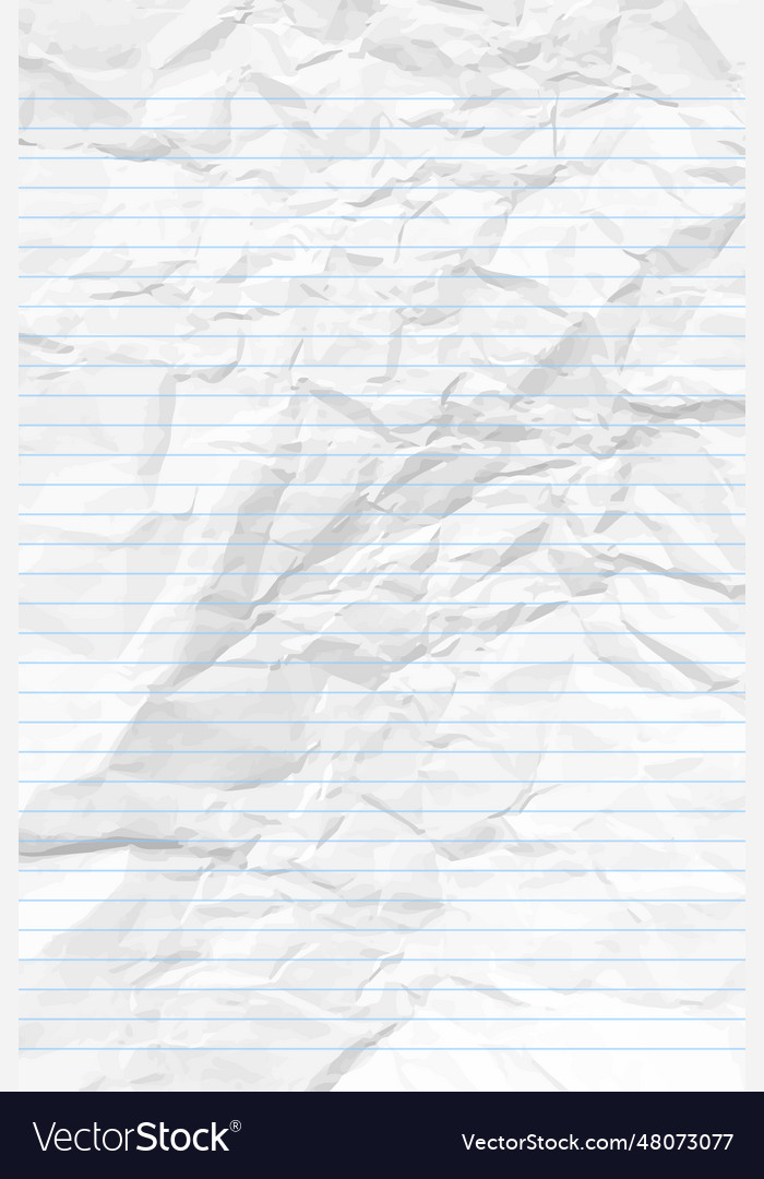 White Clean Crumpled Notebook Paper With Lines Vector Image