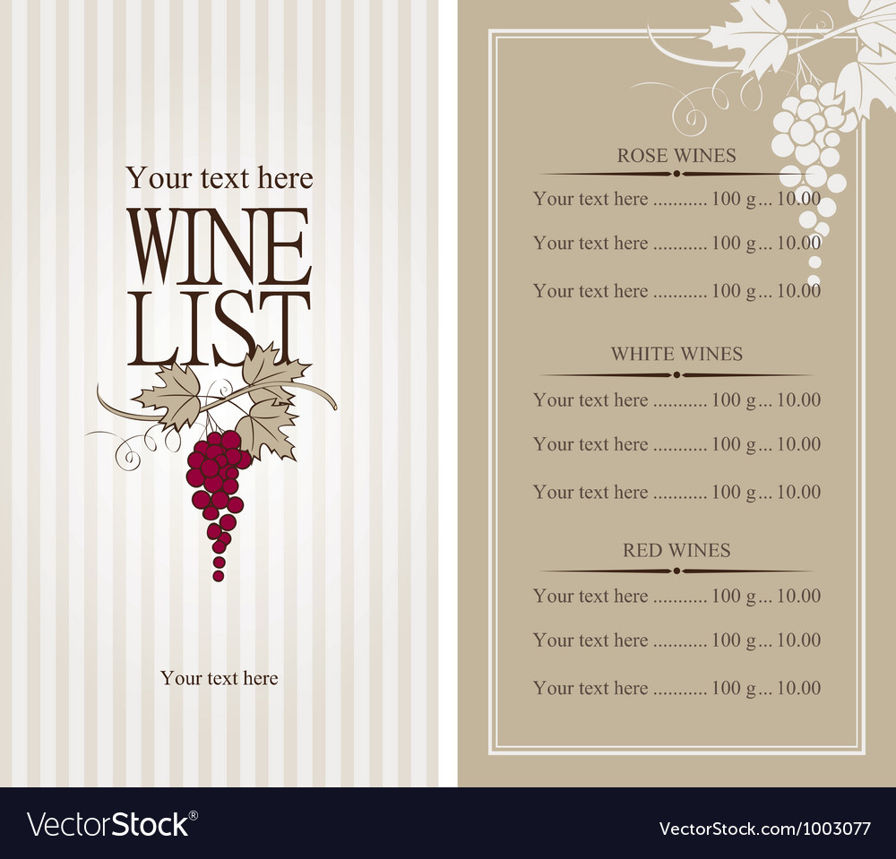 Wine list Royalty Free Vector Image - VectorStock