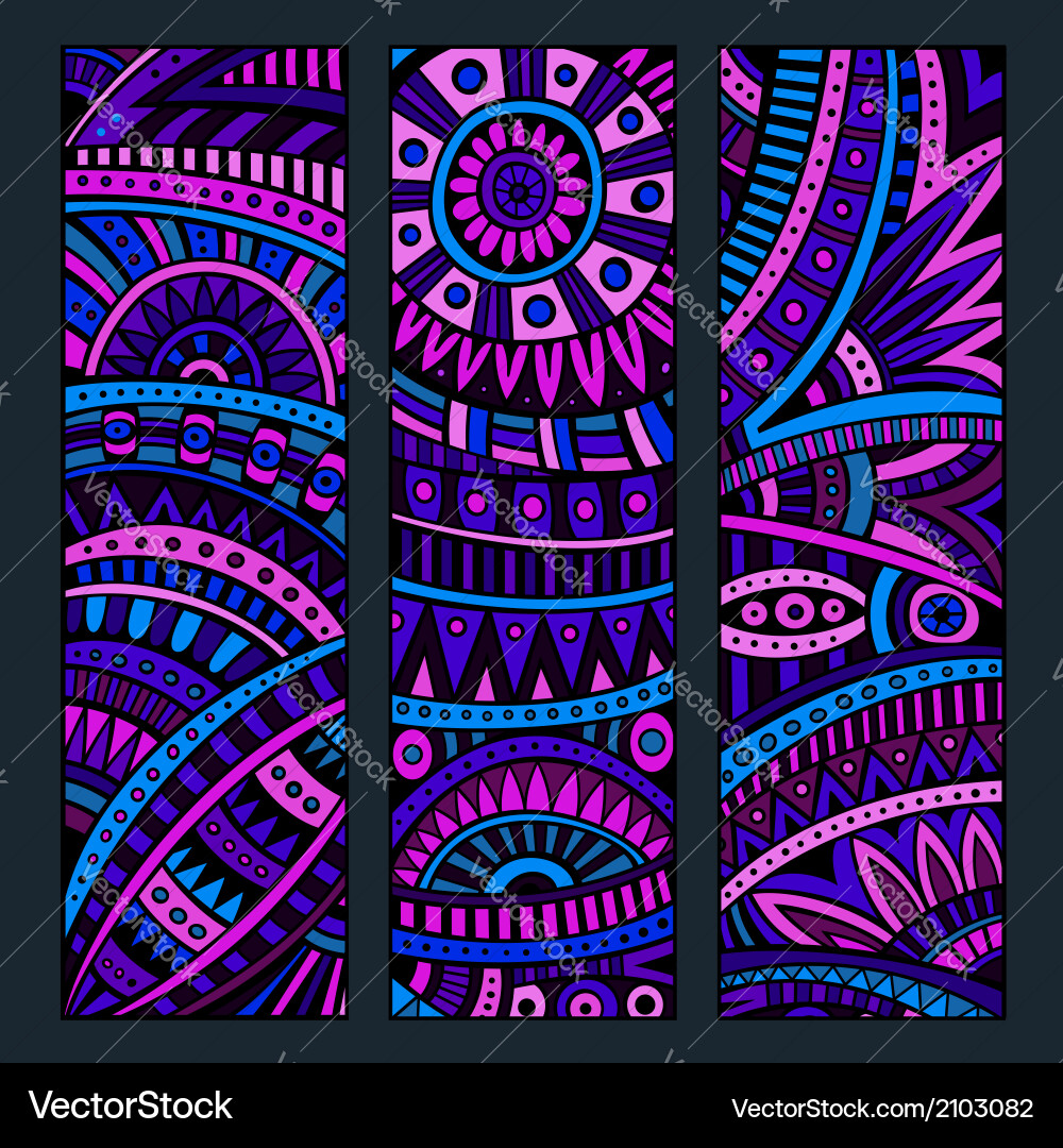 Abstract ethnic pattern card set Royalty Free Vector Image