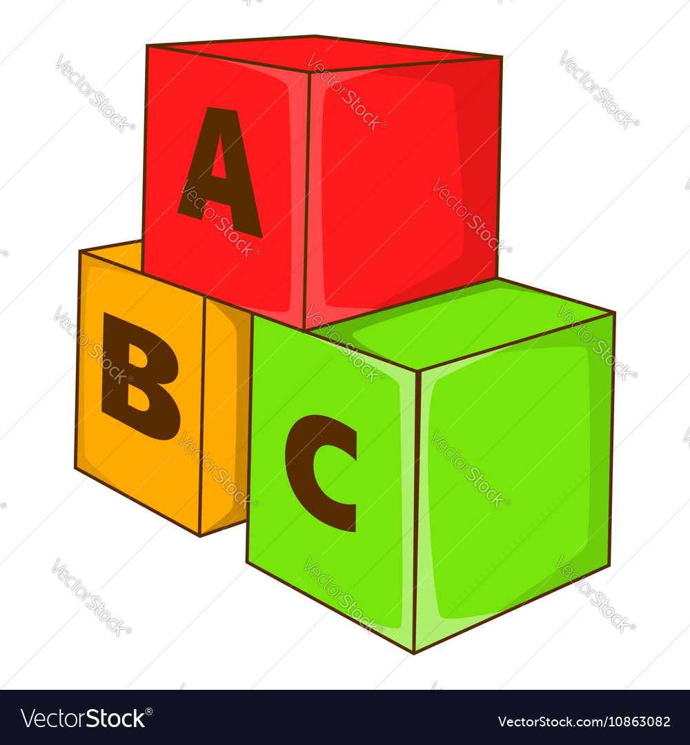 Children Cubes With Letters Icon Cartoon Style Vector Image