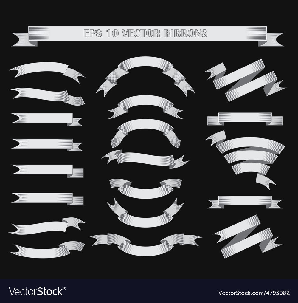 Design elements set of silver ribbons Royalty Free Vector