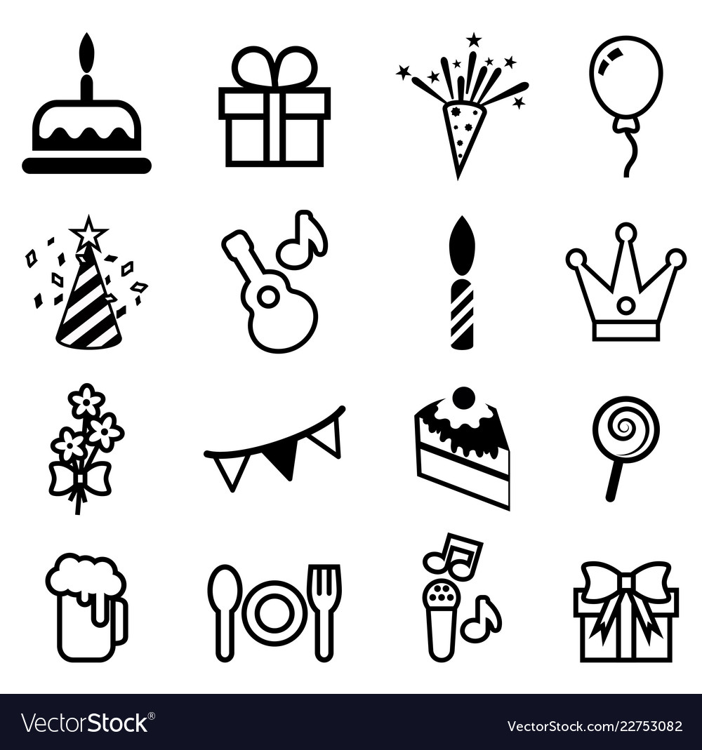 Download Happy birthday icon set Royalty Free Vector Image