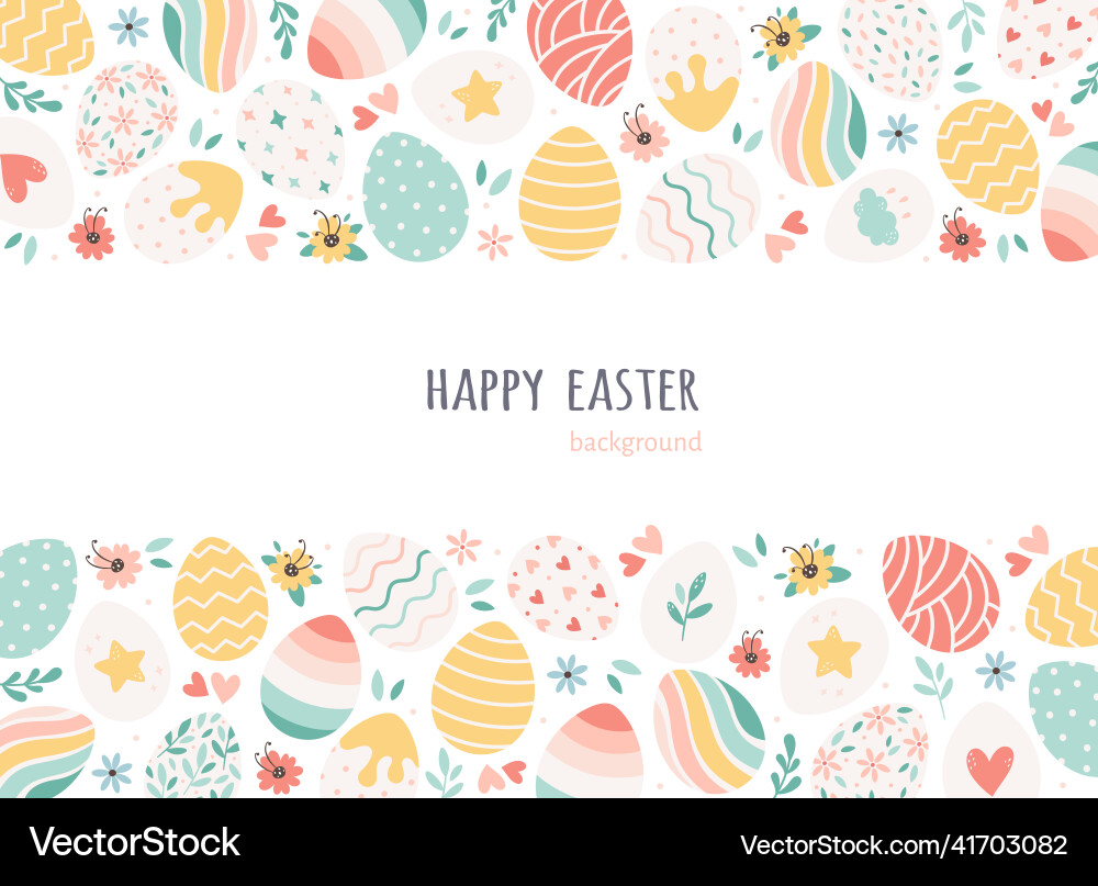 Happy easter background with painted easter eggs Vector Image