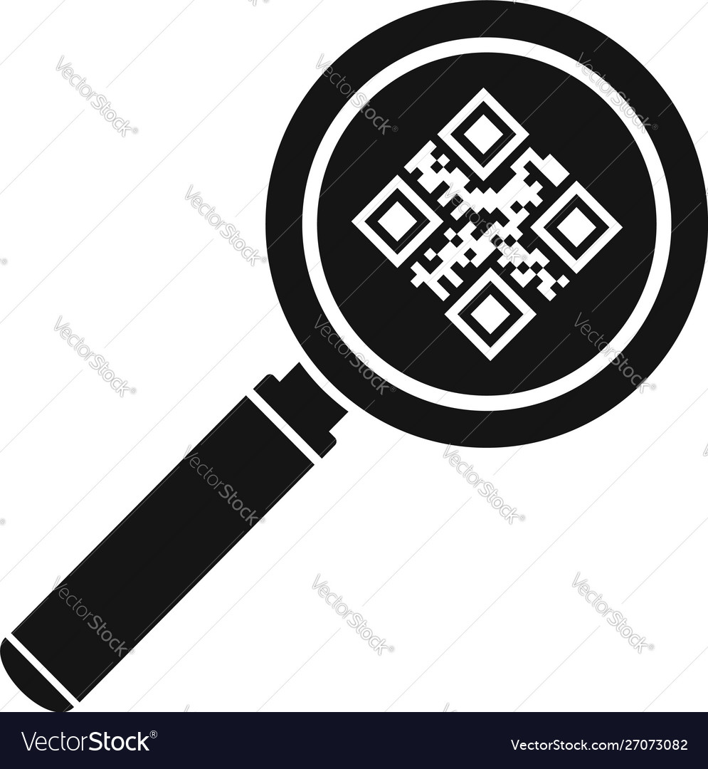 Magnify glass qr code icon simple style Royalty Free Vector