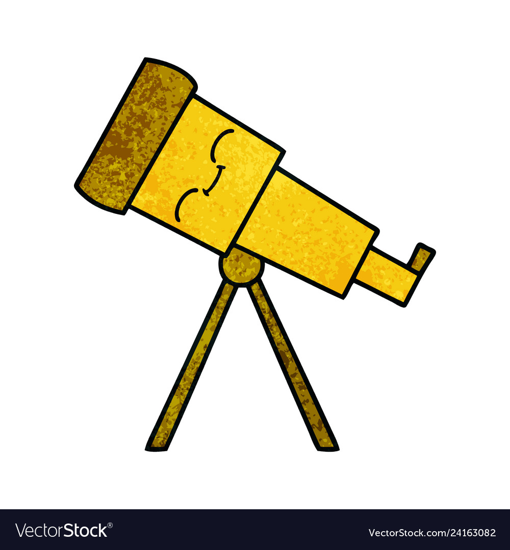 Retro grunge texture cartoon telescope Royalty Free Vector