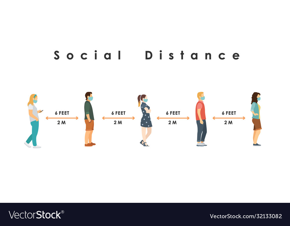 Social distance full length sick people