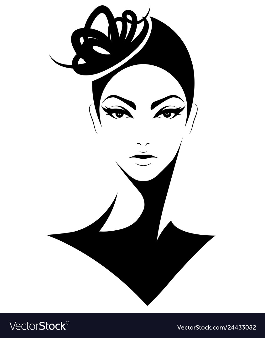 Women Short Hair Style Icon Logo Women On White Vector Image