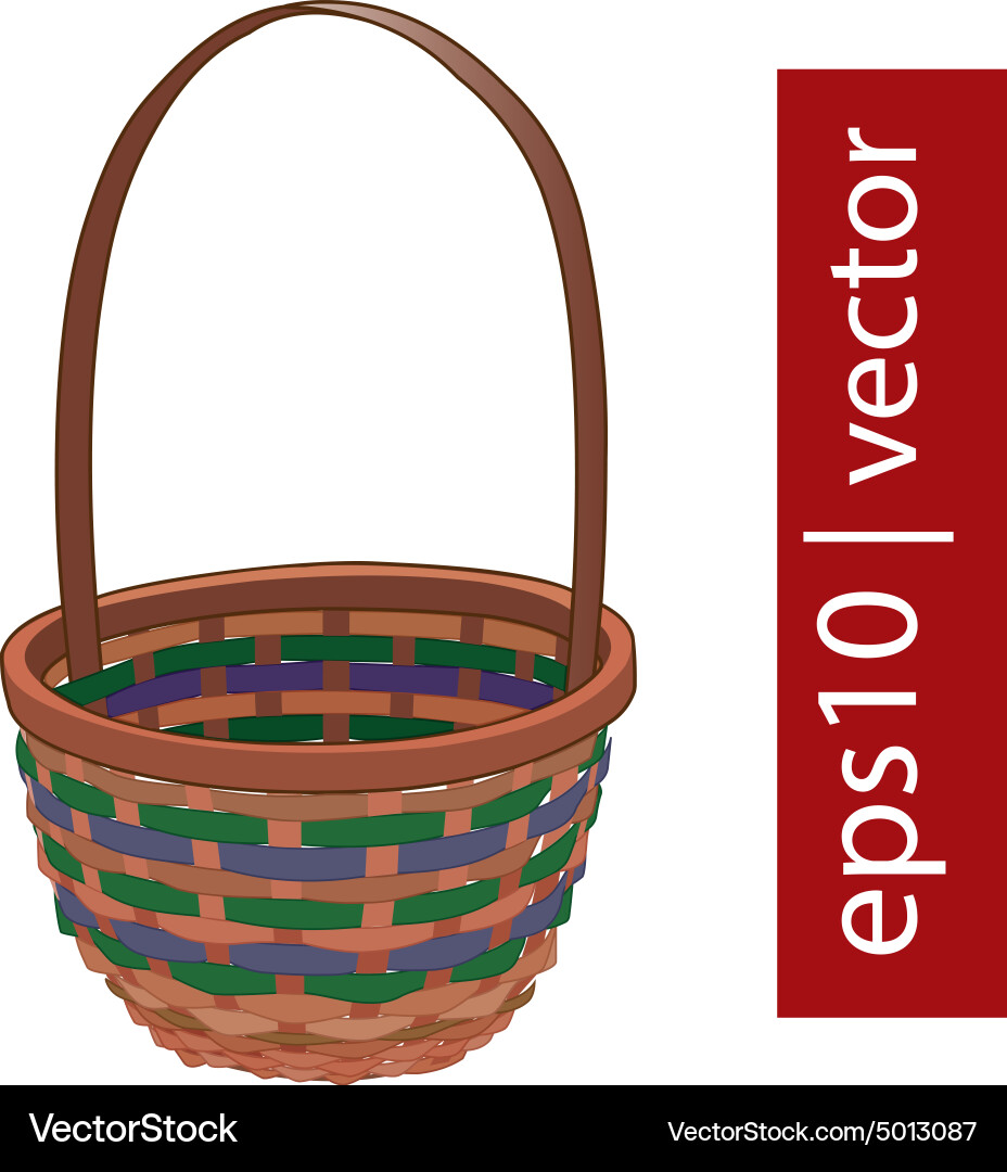 Brown easter wicker basket handmade Royalty Free Vector
